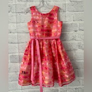 Lavender Pink / Orange Floral Dress Girls Size 7